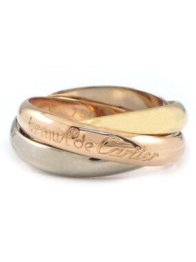 Cartier Ring Trinity Three Color 18K Pink Gold White Yellow